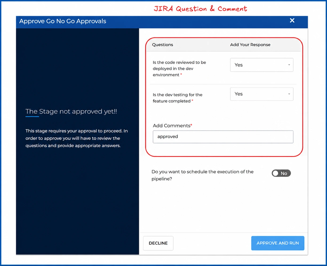 BP Screenshot: Jira mandatory questions for approval